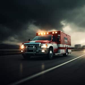 Ambulance rushing to the scene of a crime