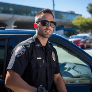 A police officer performing a traffic stop