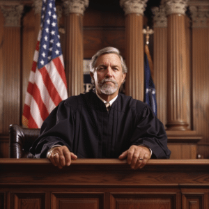Judge in court room