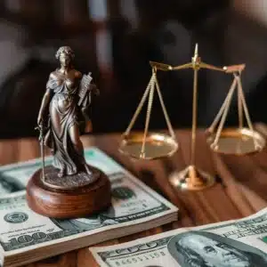 An idol of Lady Justice.