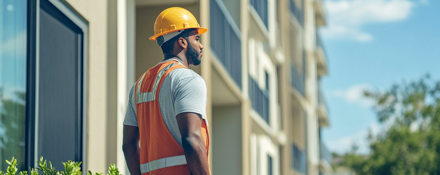 maintenance worker outside a Houston property