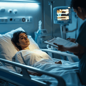 person injured in a car accident in Houston lying in a hospital bed 