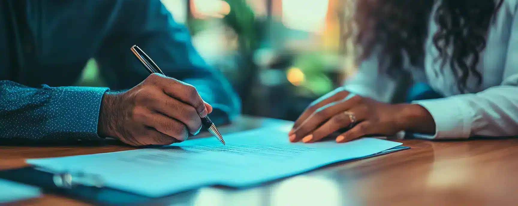A man signing insurance paper