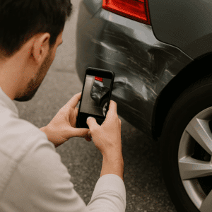 A man taking photo of an accident.