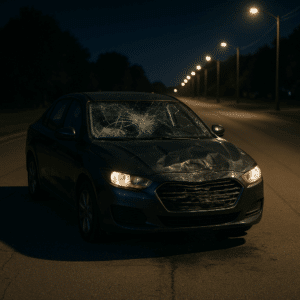 A car damaged after a DUI accident in Houston