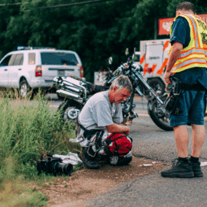 A rider injured after a motorcycle accident