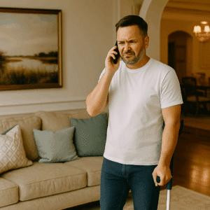 Man in disdain after hearing the ridiculously low first settlement offer from an insurance agent